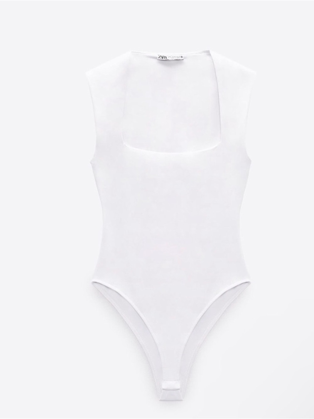 Zara White Square Neck Bodysuit